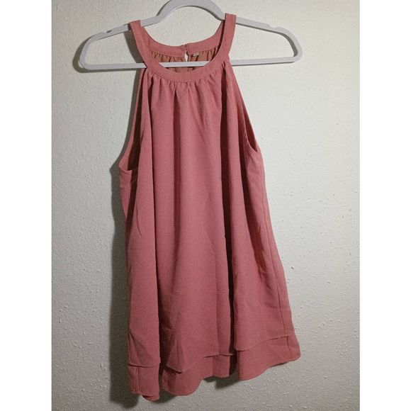 No Brand Tops - Lush Womens Pink Tank Top Halter Neck Sleeveless Size Large